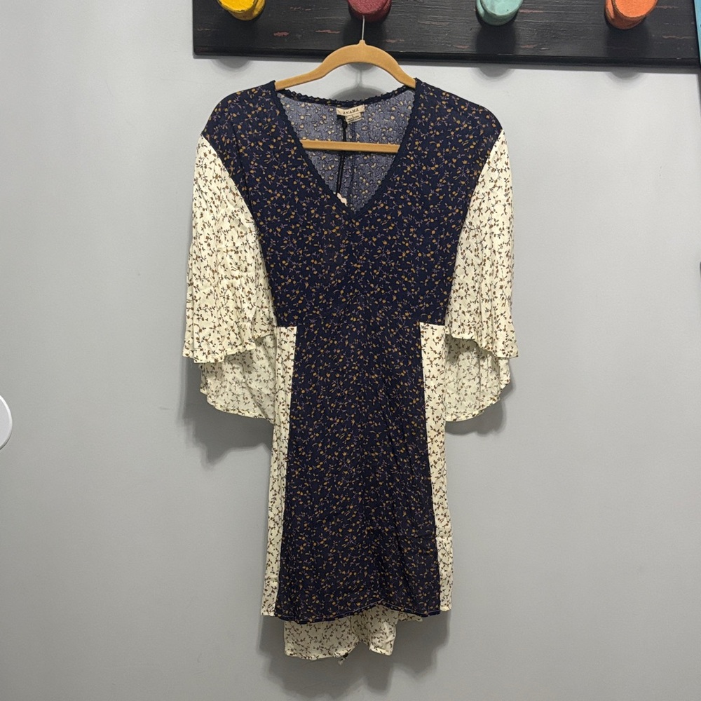 Anama Navy and Cream Floral Mini Dress